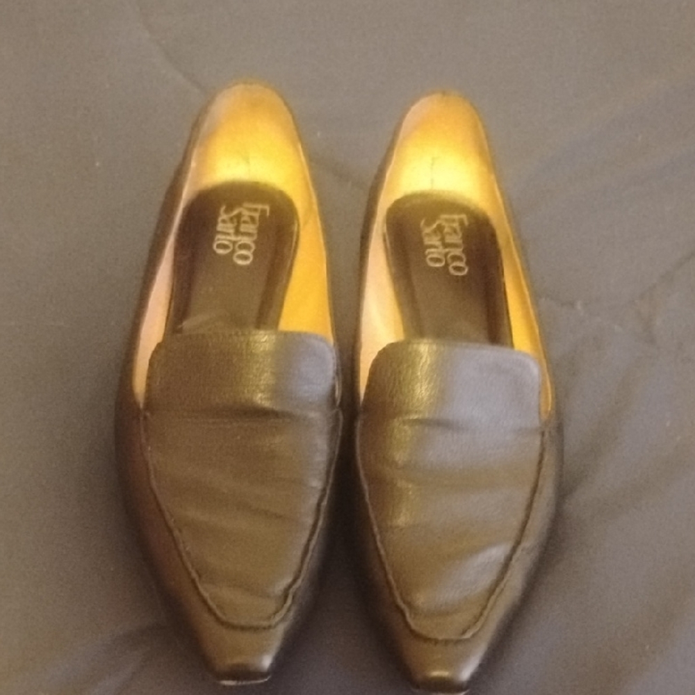 Franco Sarto Black Pointed Leather Loafers